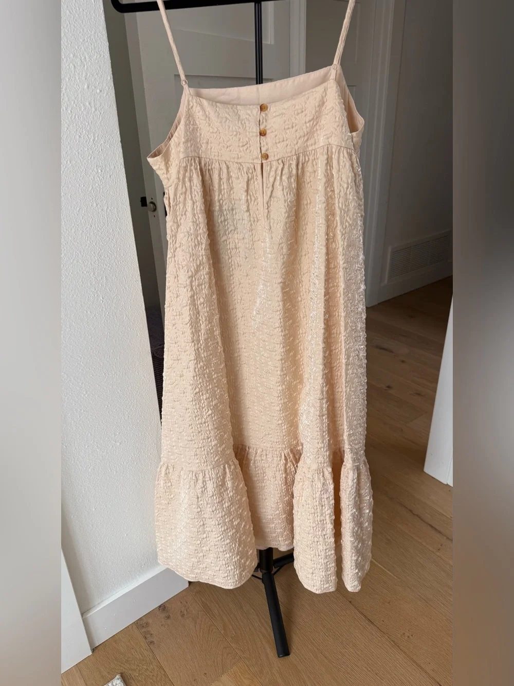 Kika Vargas Cream Textured Maxi Skirt with Ruffle Hem - Picture 3 of 9